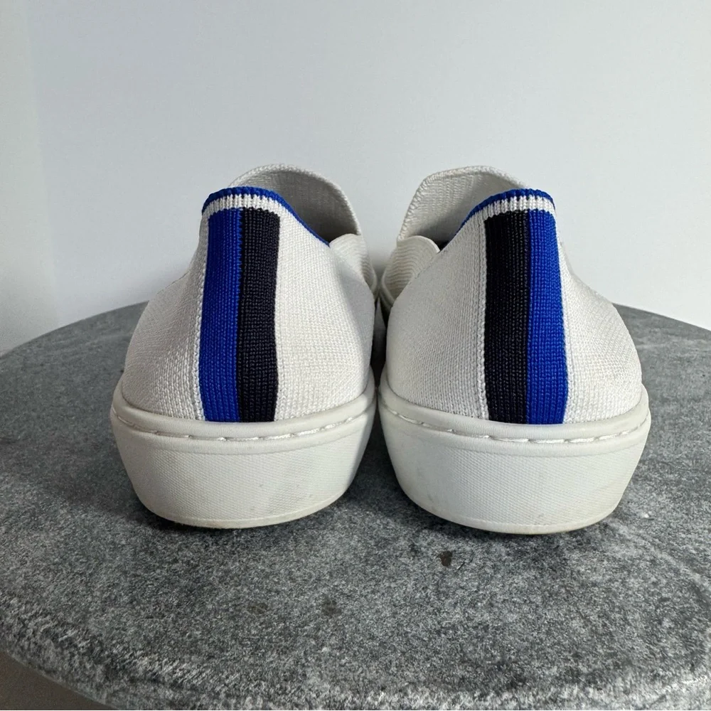 Rothys White Sneakers Shoes Slip On 7.5 Blue Soles